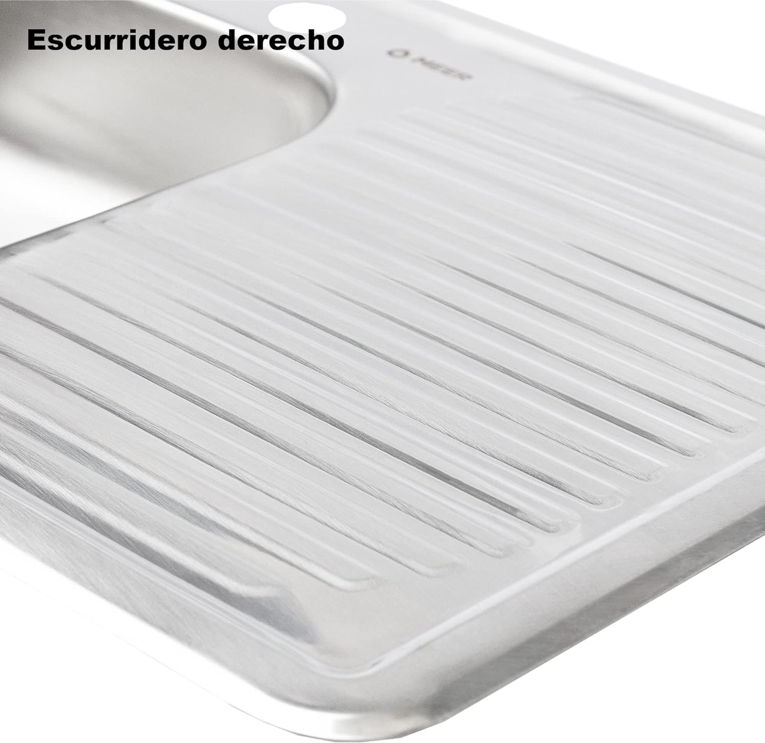 Tarja Sencilla con Escurridero Derecho para Empotrar (80 cm x 50 cm con 15.25 cm de Profundidad) Incluye Kit completo de Instalación