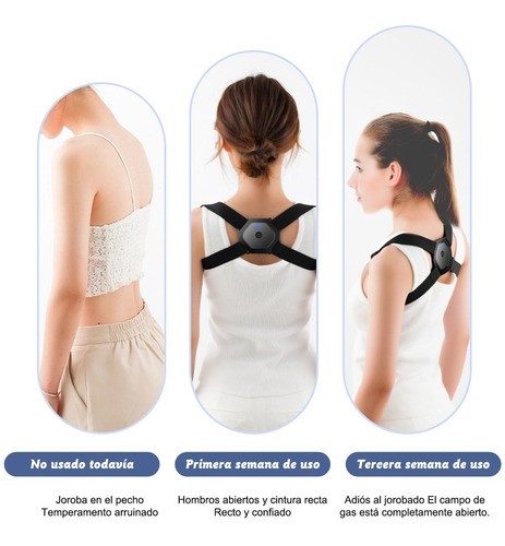 "Corrector De Postura Ajustable Unisex Sensor Inteligente negro talla unica "