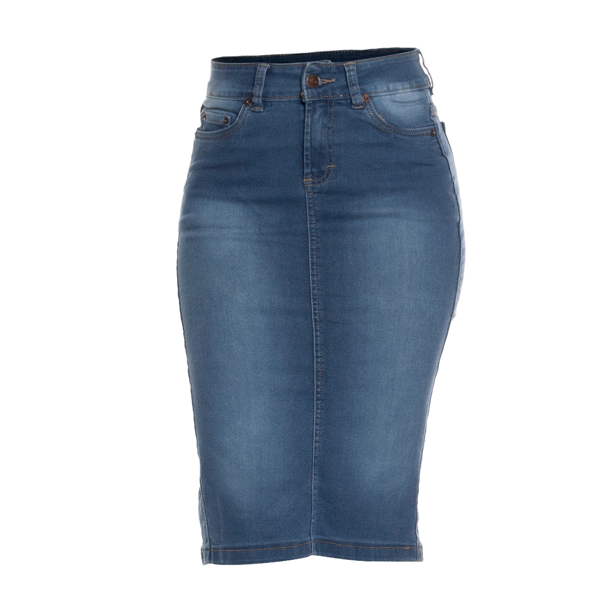 FALDA LARGA TUBO DE MEZCLILLA STRETCH