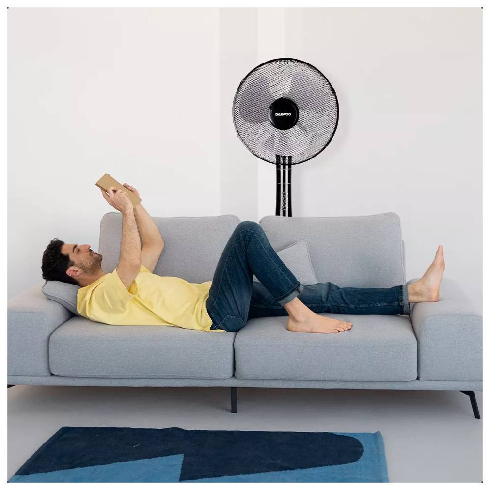 Ventilador Daewoo DI-1689AXK 16 Pedestal 3 Velocidades Negro