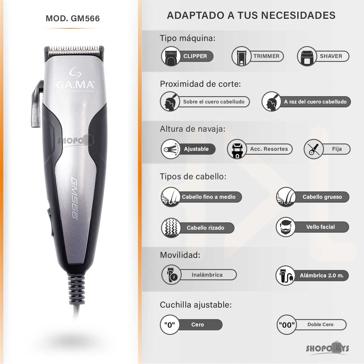 Combo Kit Cortadora + Terminadora Cabello Ga.ma Italy