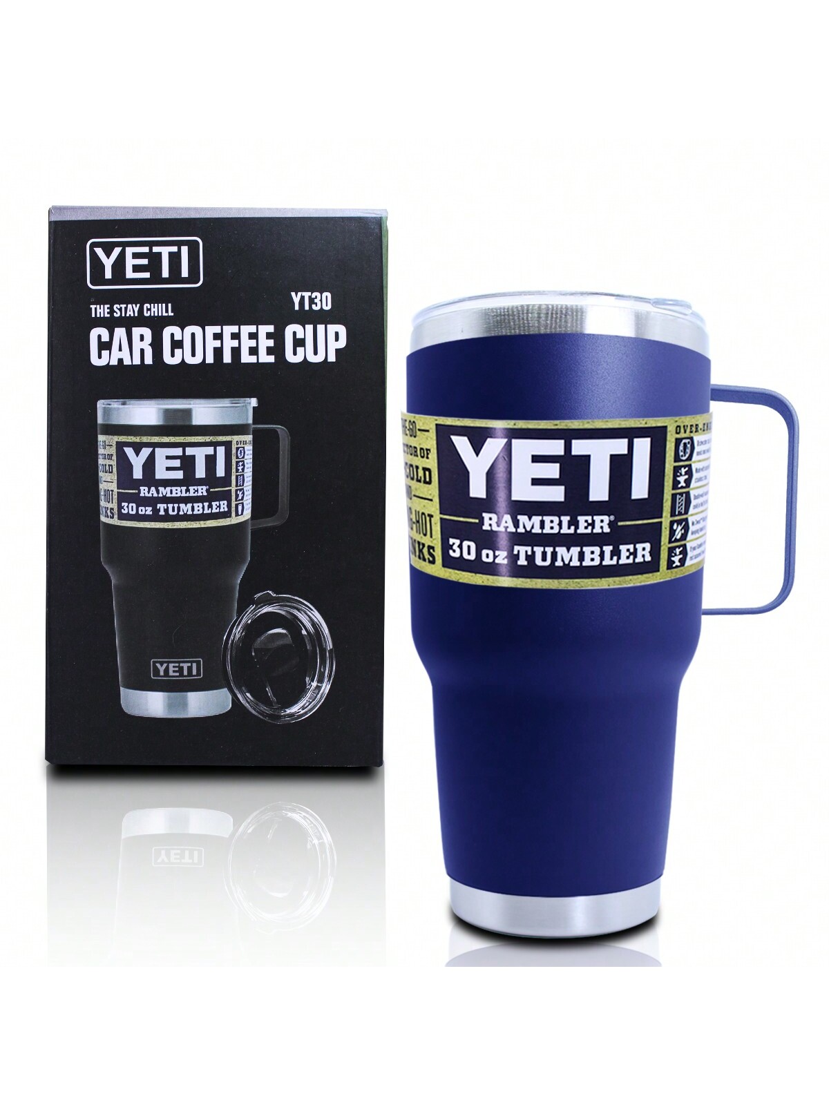 Vaso Termico Azul Marino Yeti Capacidad De 380 Ml Con Agarradera.