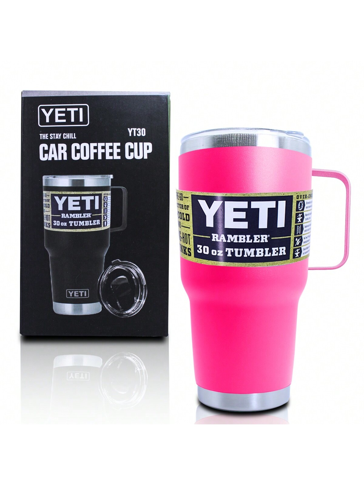 Vaso Termico Color Fucsia Yeti Capacidad De 380 Ml Con Agarradera.
