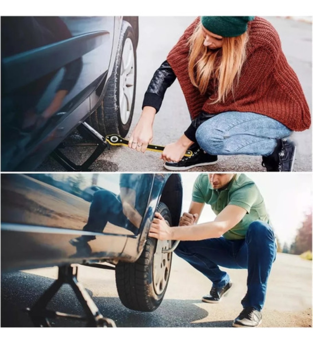 Gato Hidraulico Para Auto Mecanico Tijera 2000kg +llave Cruz