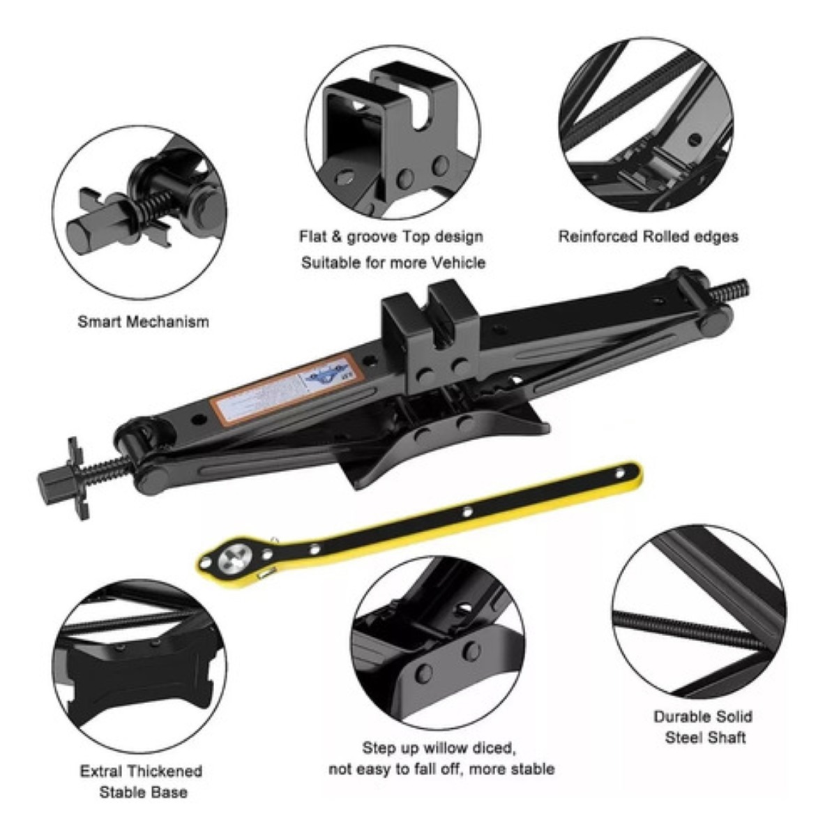 Gato Hidraulico Para Auto Mecanico Tijera 2000kg +llave Cruz