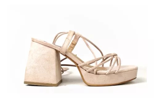 Zapatos Tacon Gruesos Dama Zapatillas Lazos Berry 7478