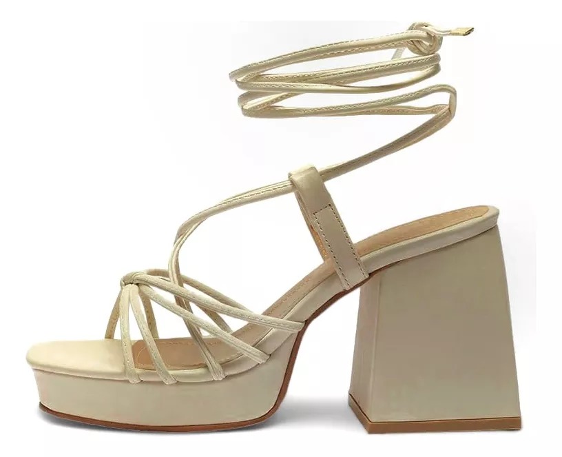 Zapatos Tacon Gruesos Dama Zapatillas Lazos Berry 7478