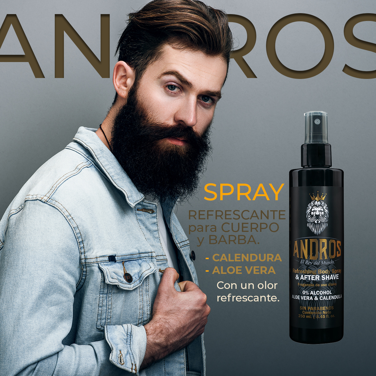 Body Spray ANDROS 250 ml Fragancia corporal para hombres