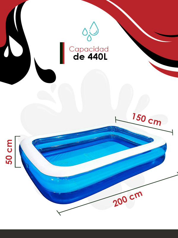 Alberca Inflable Rectangular 2 Metros Jilong.