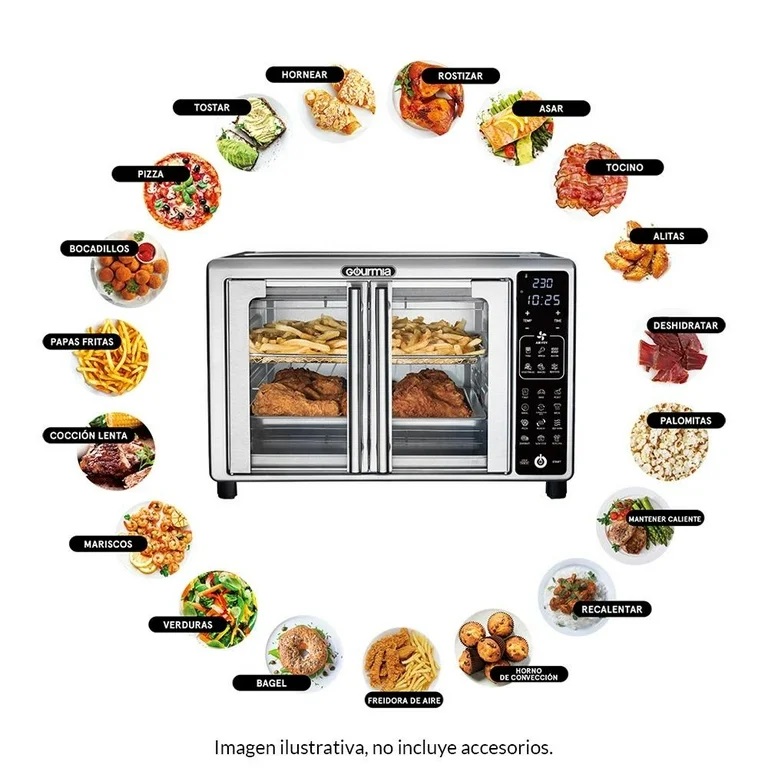 Horno Freidora De Aire Gourmia 19 En 1 Acero Inox.