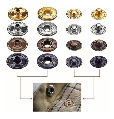"Broches De Presión Metálicos Botones De Costura Coser Snaps "