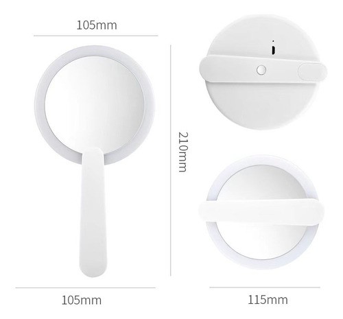 Espejo Maquillaje Luz Led Con Lupa Aumentos Blanco