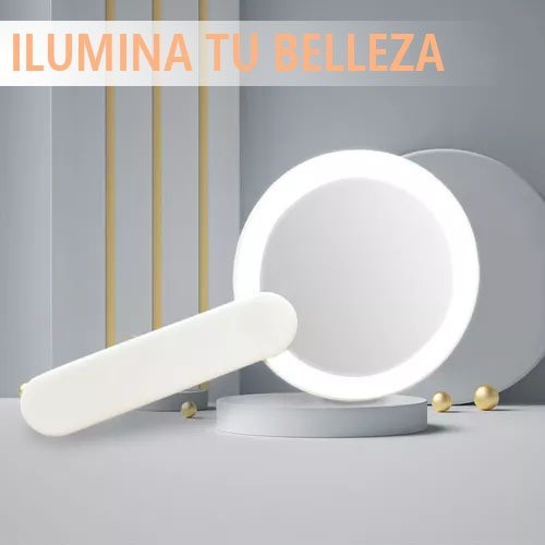 Espejo Maquillaje Luz Led Con Lupa Aumentos Blanco