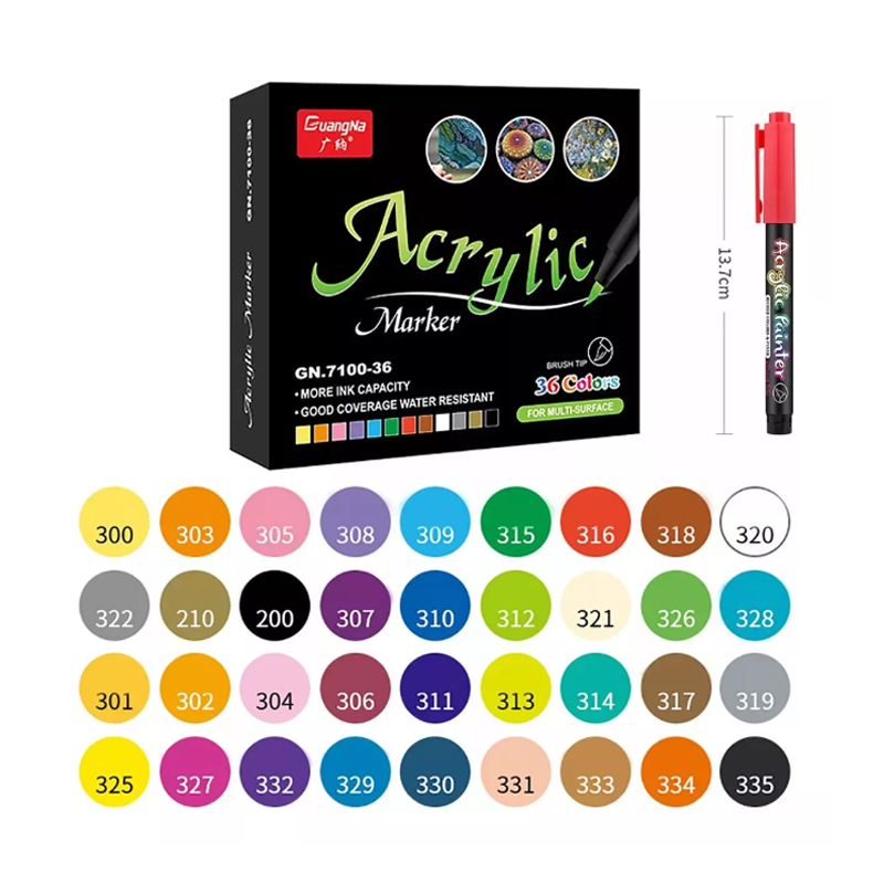 36 Plumones Punta Pincel Brush Pintura Acrílica Tipo Posca.