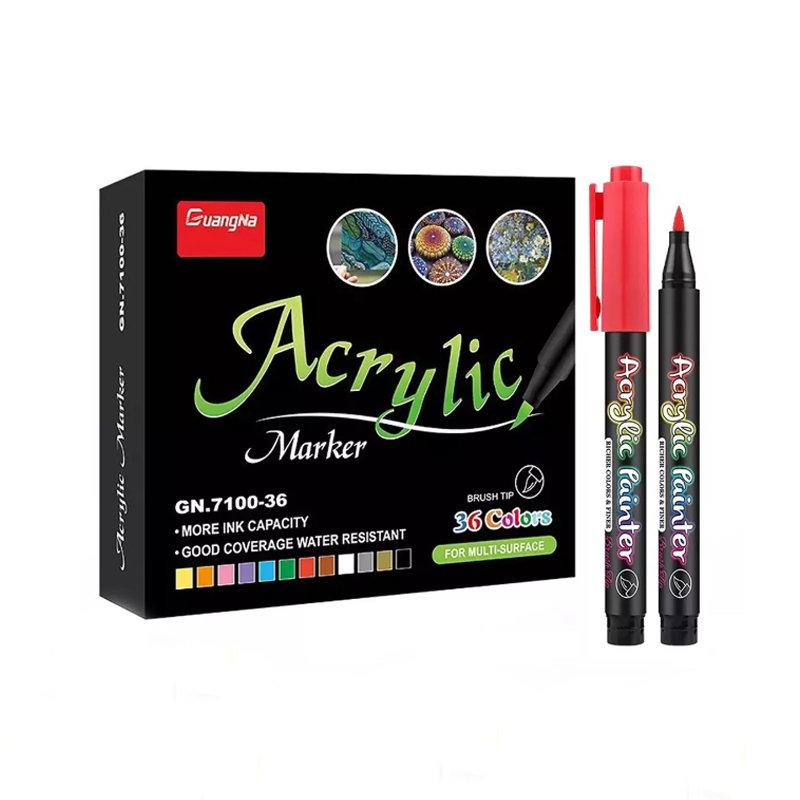 36 Plumones Punta Pincel Brush Pintura Acrílica Tipo Posca.
