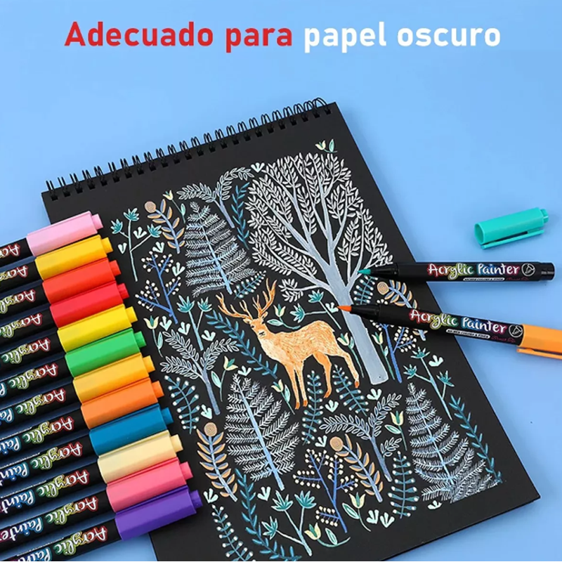 36 Plumones Punta Pincel Brush Pintura Acrílica Tipo Posca.