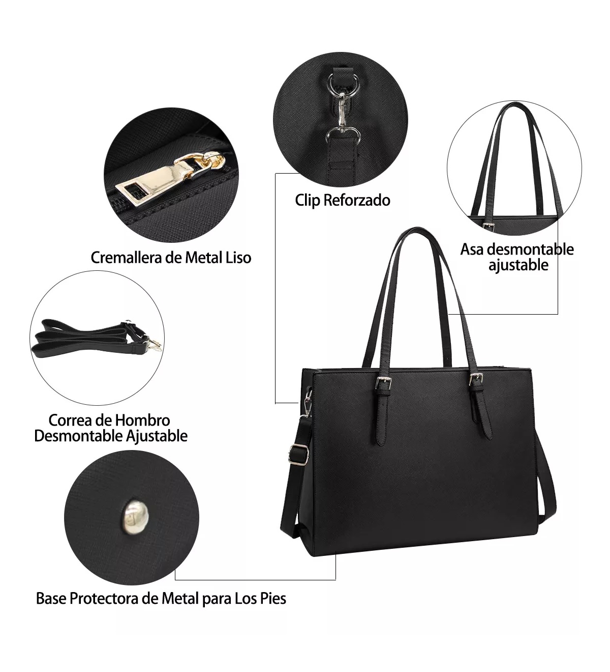 Bolsas De Mujer Totes 15.6 Pulgadas Para Laptop Negra.