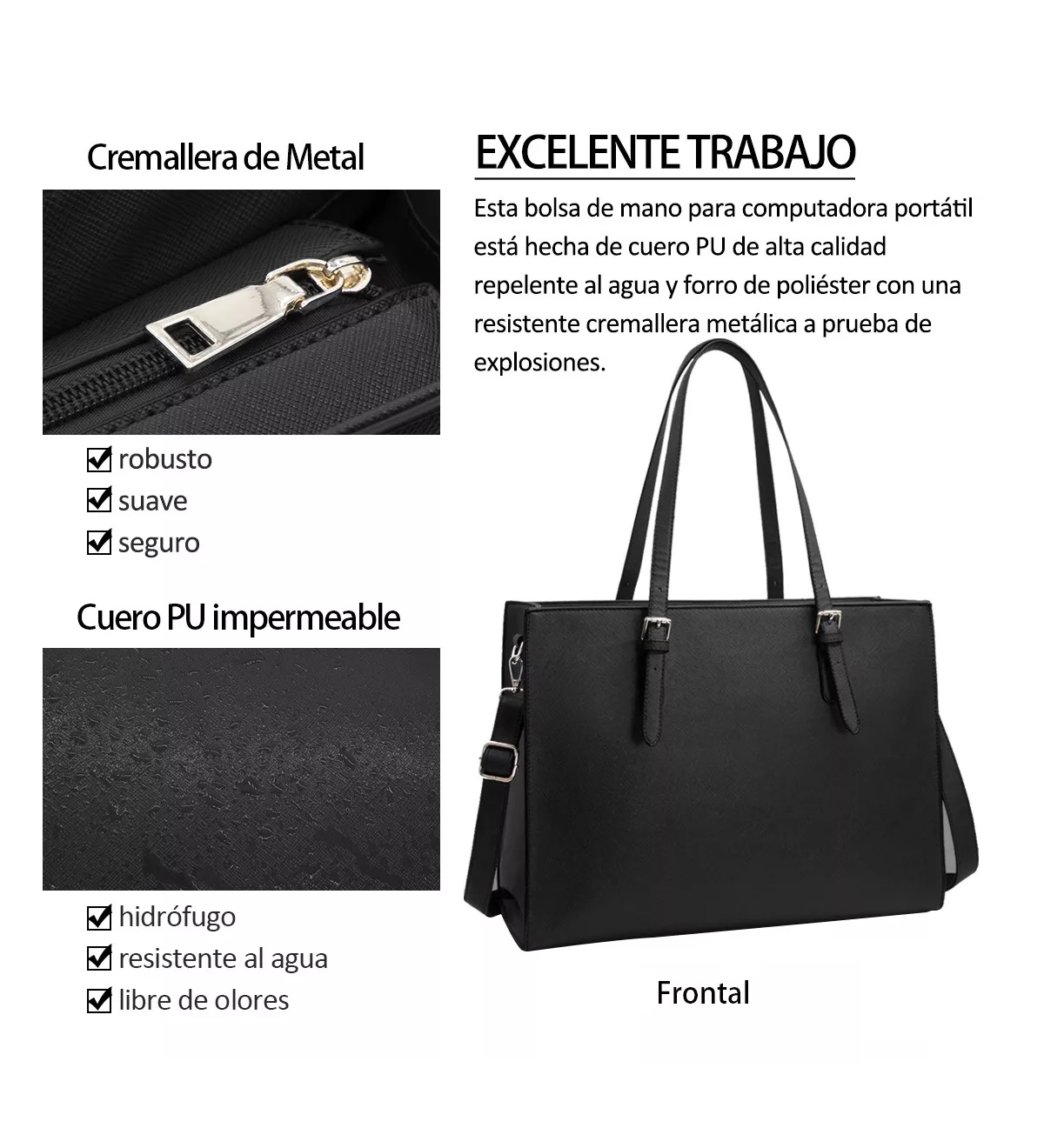 Bolsas De Mujer Totes 15.6 Pulgadas Para Laptop Negra.