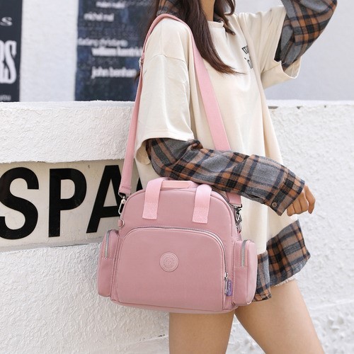 "Bolso De Moda Impermeable Para Mujer Con Carga Usb Portátil Rosa "