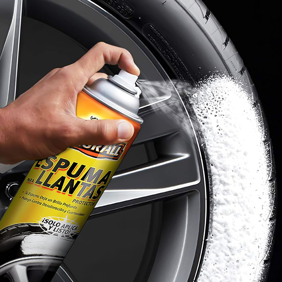 Espuma llantas Armor All limpieza brillo negro protección 510g.