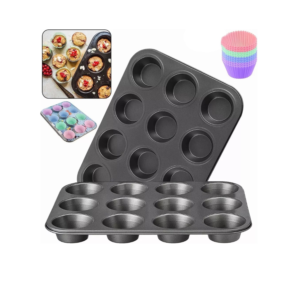 Molde Charola De Cupcakes +capacillos De Moldes Silicon 12pcs.