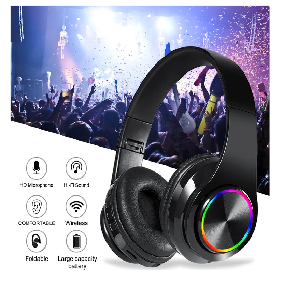 Audifonos Gamer Bluetooth con Luz RGB.