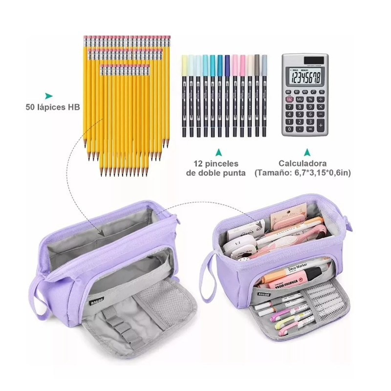 Estuche Para Lapices Gran Capacidad 100 Lapicera Organizador