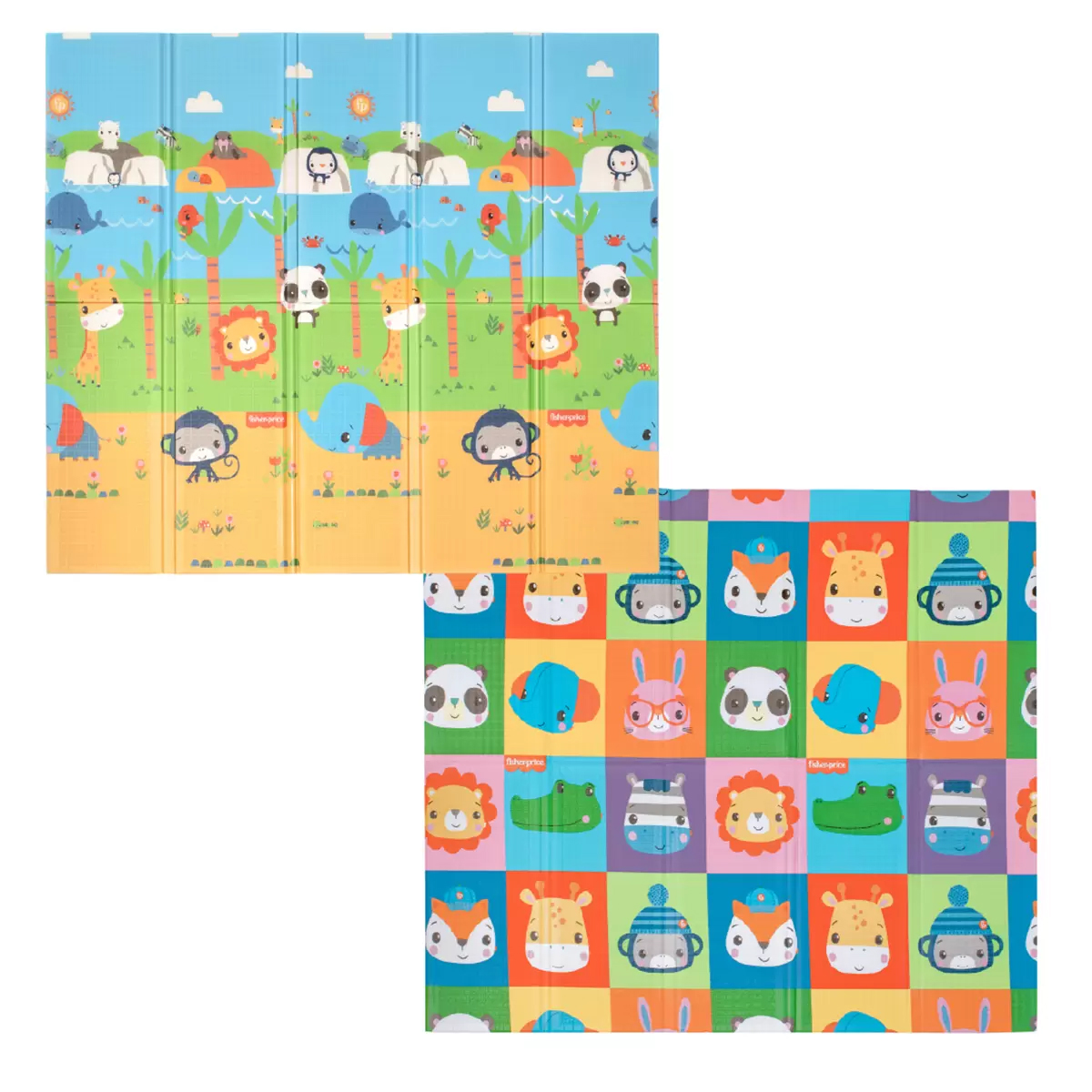 Tapete De Juego Portátil Fisher Price Doble Vista Zoo Feliz.
