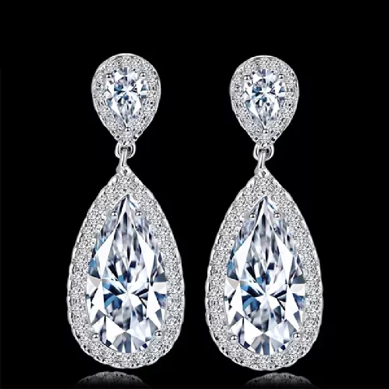 Finos Aretes Fiesta Lujo Zirconias Corte Diamante