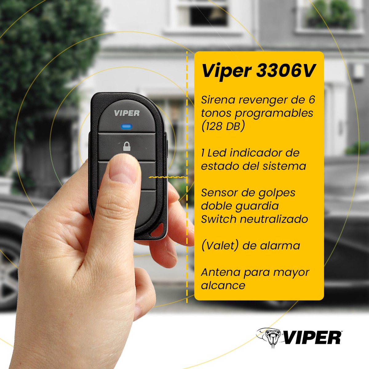 Alarma De Seguridad Viper 3306v 2 Vias Con Control Con Pantalla.