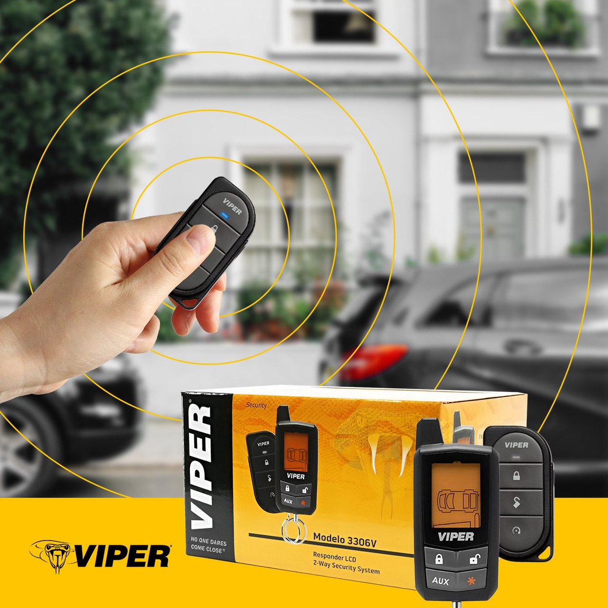 Alarma De Seguridad Viper 3306v 2 Vias Con Control Con Pantalla.