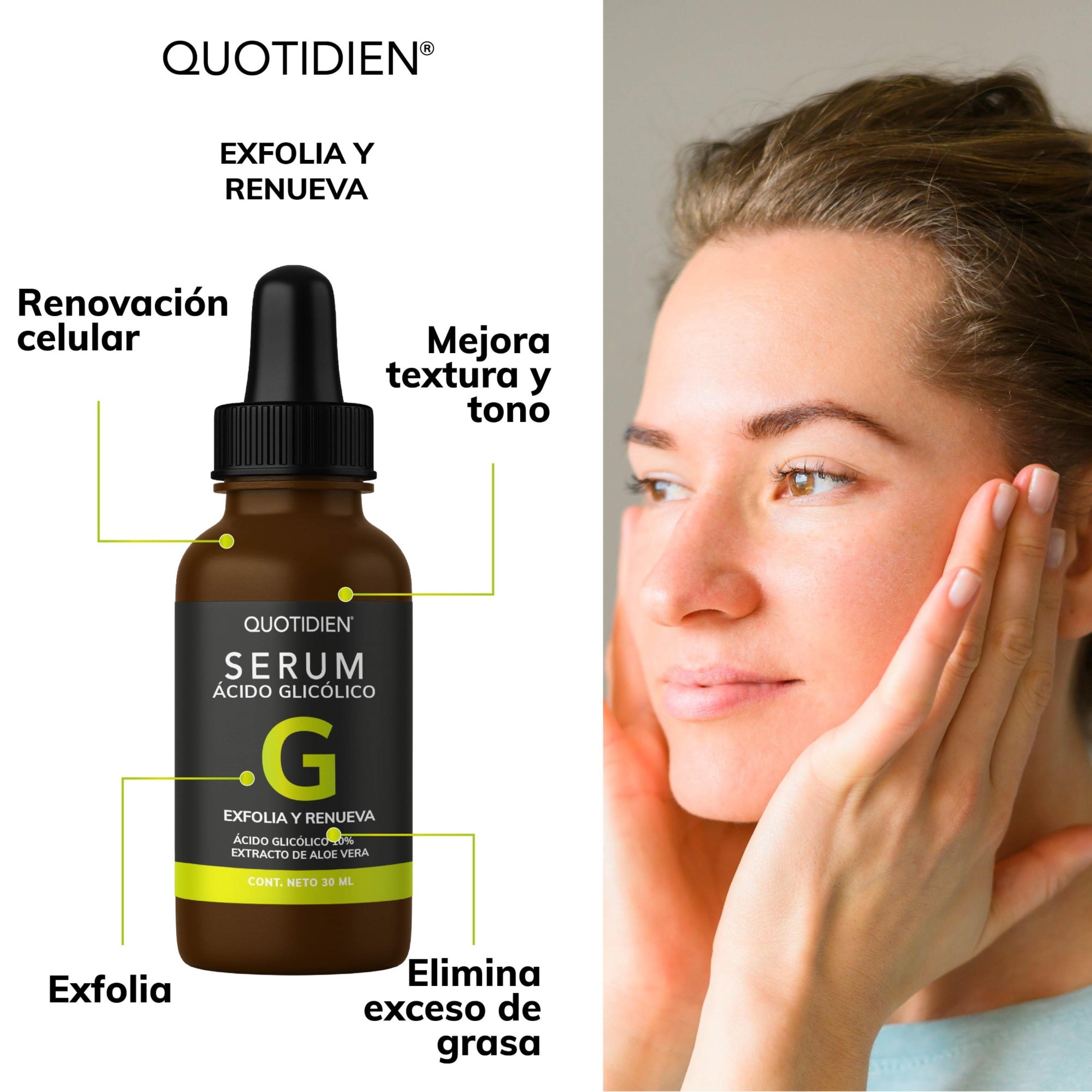 Kit Serum Vitamina C + Suero Acido Hialuronico + Niacinamida + Serum Ácido Glicólico Skin Care Hidratante Facial Quotidien