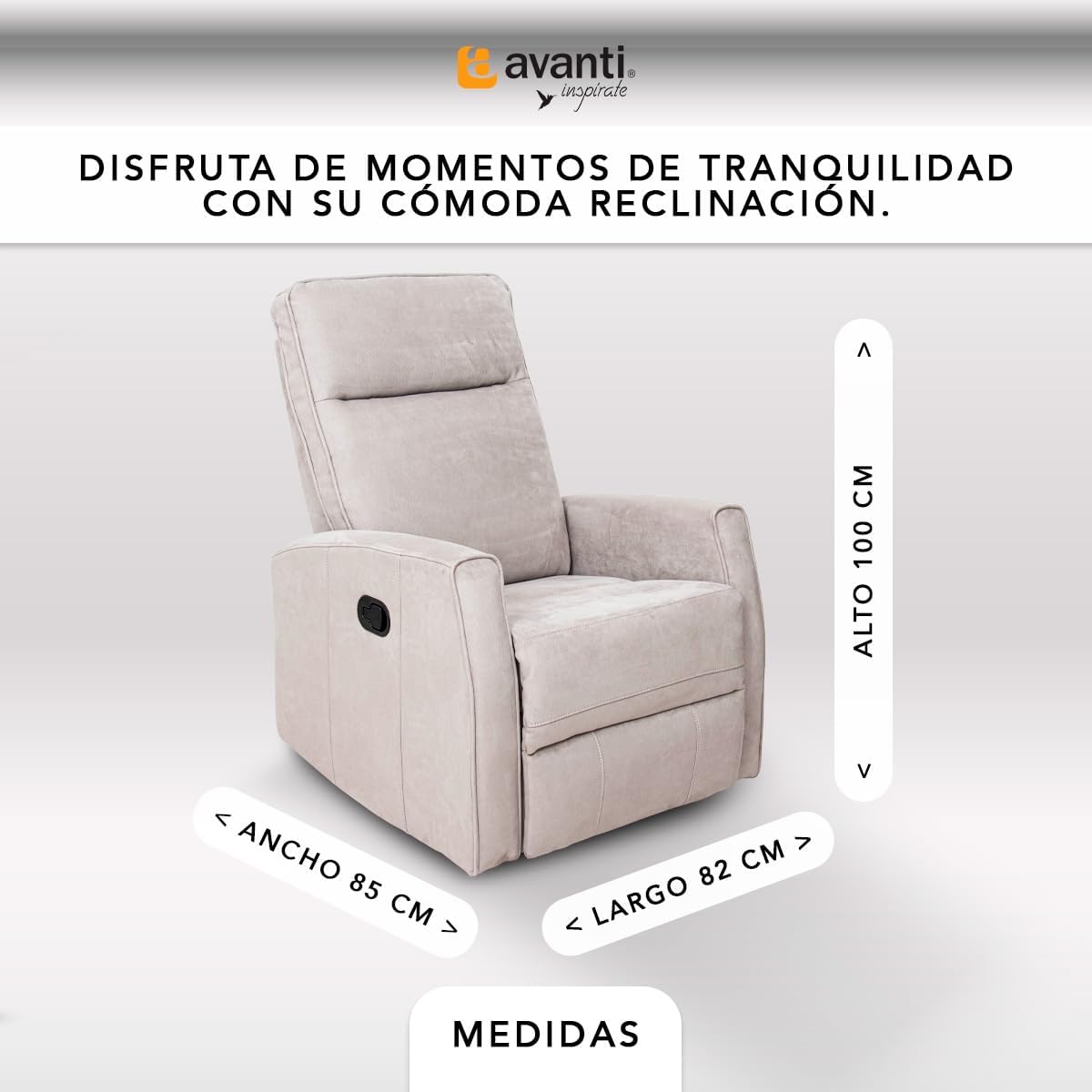 Sillón Reclinable para Adultos Giratorio con Mecedora - con Tela Suave - Sistema Manual - Calisto