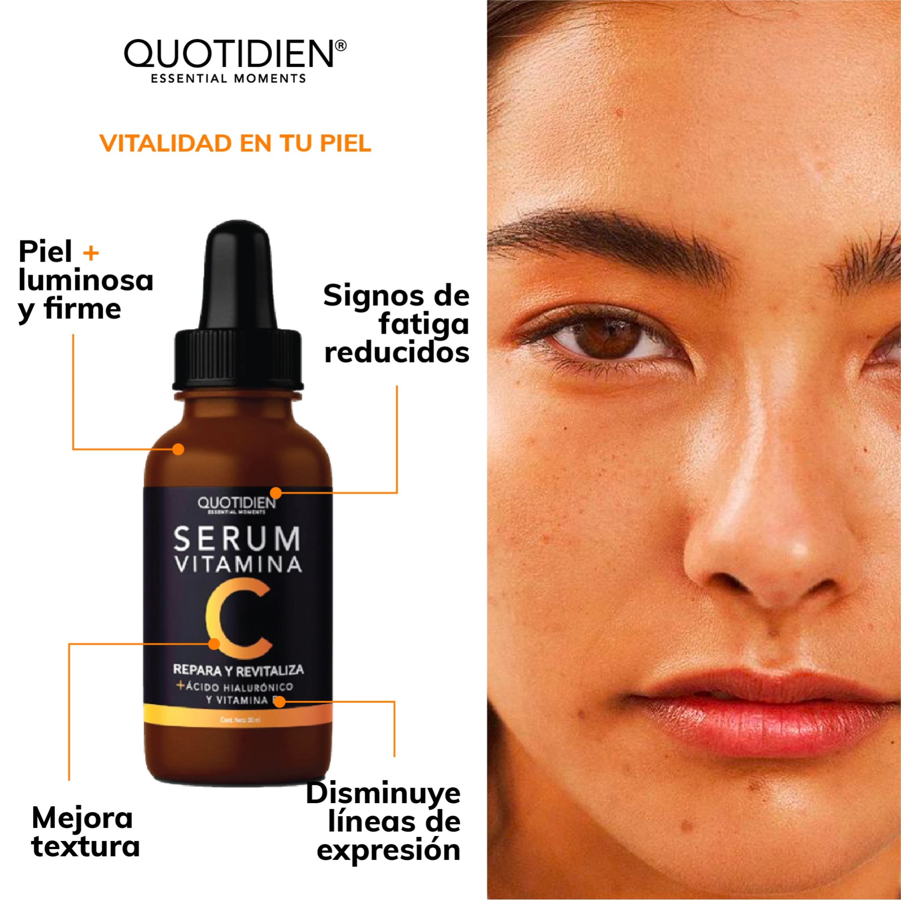 Kit Limpiador + Tónico + Serum Vitamina C + Serum Niacinamida + Suero Acido Hialuronico + Serum Acido Glicólico +  Gel Contorno de Ojos Skin Care Facial Quotidien