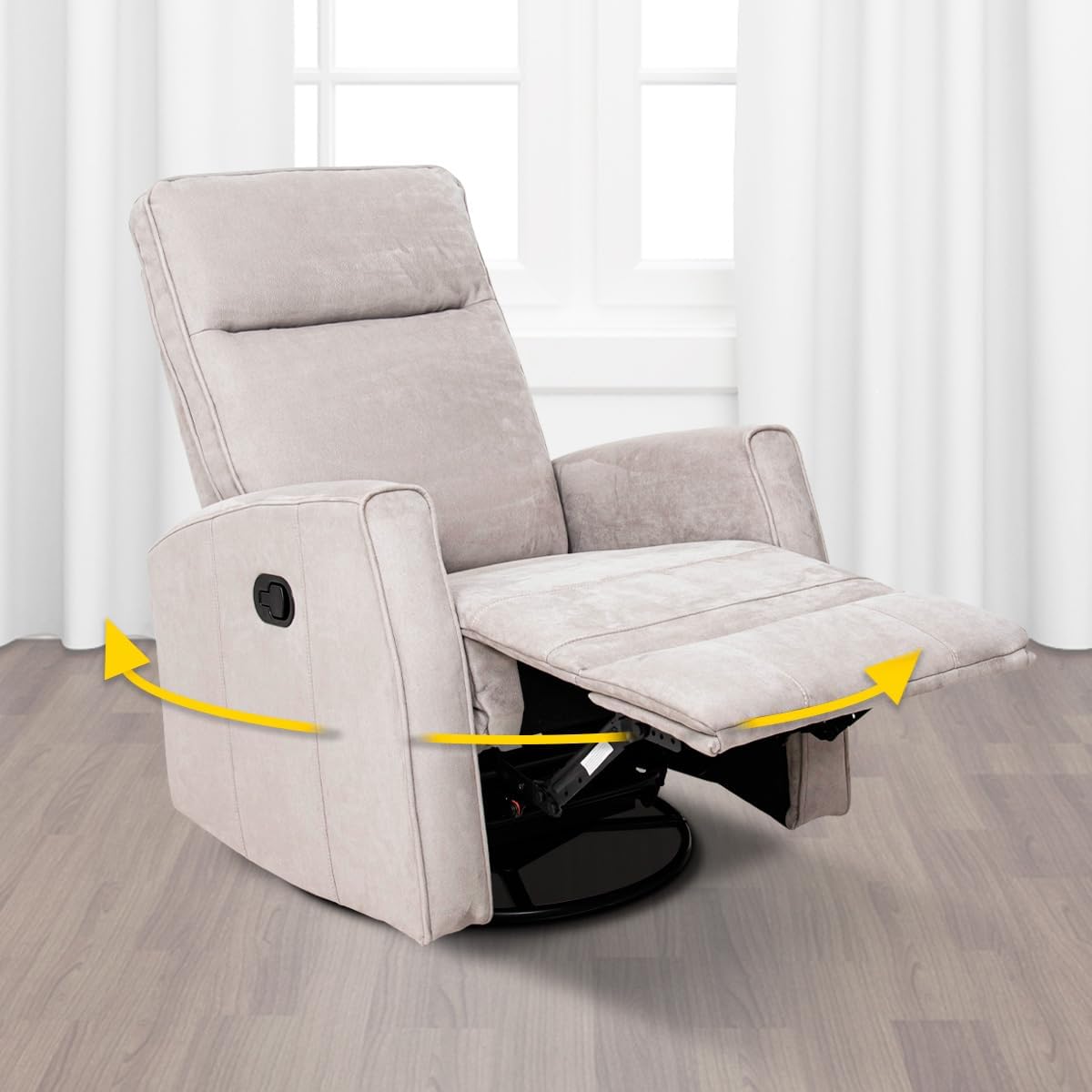 Sillón Reclinable para Adultos Giratorio con Mecedora - con Tela Suave - Sistema Manual - Calisto