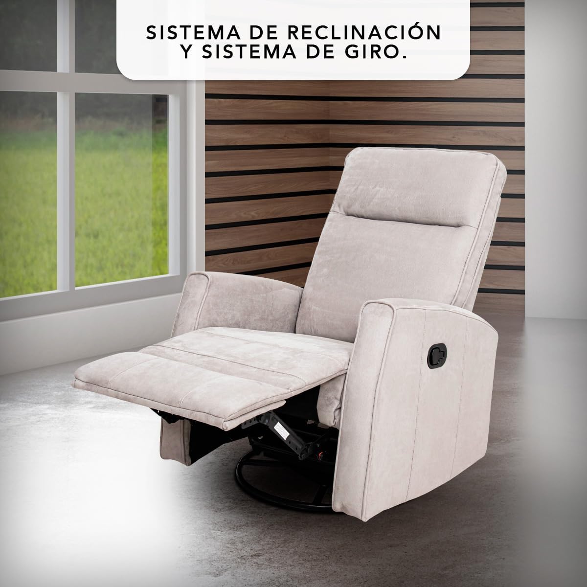Sillón Reclinable para Adultos Giratorio con Mecedora - con Tela Suave - Sistema Manual - Calisto