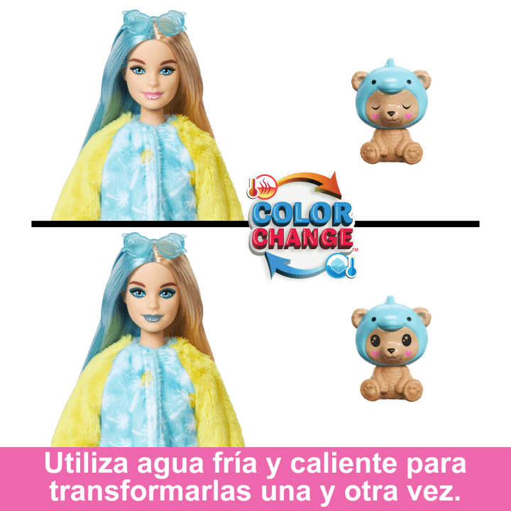 Barbie Cutie Reveal Muñeca Osito Disfrazado De Delfín botarga 