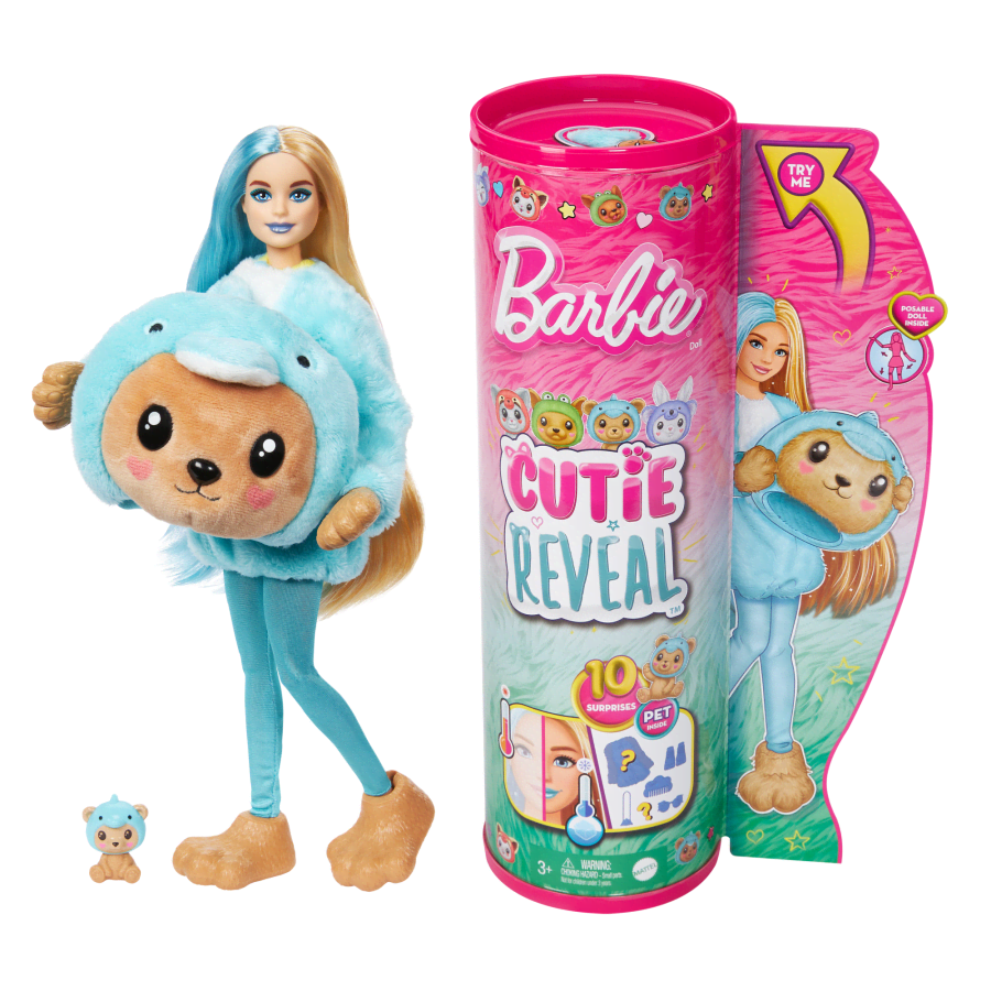 Barbie Cutie Reveal Muñeca Osito Disfrazado De Delfín botarga