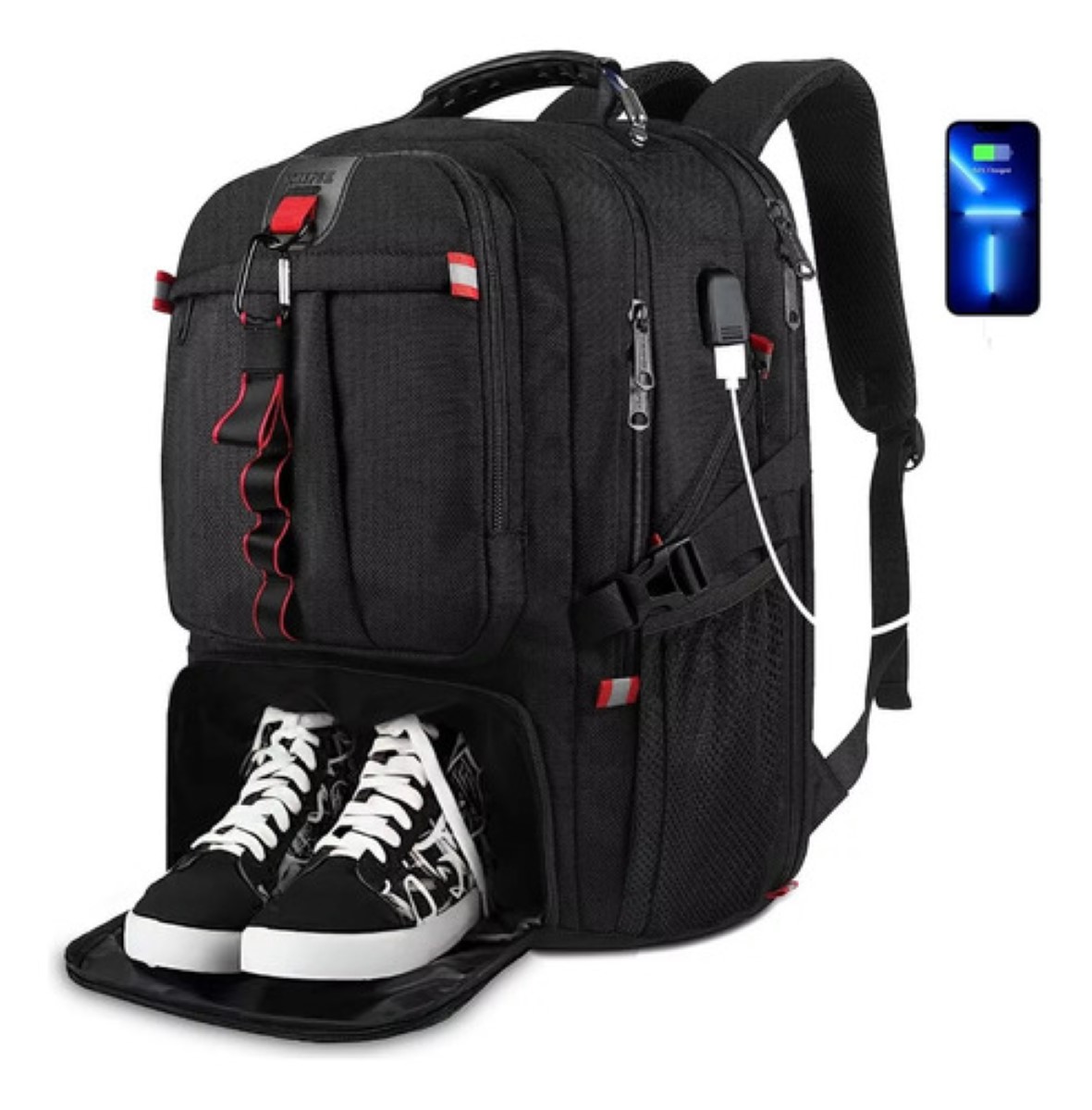 Mochila Gym Con Compartimento Para Zapatos de Viaje 50 L