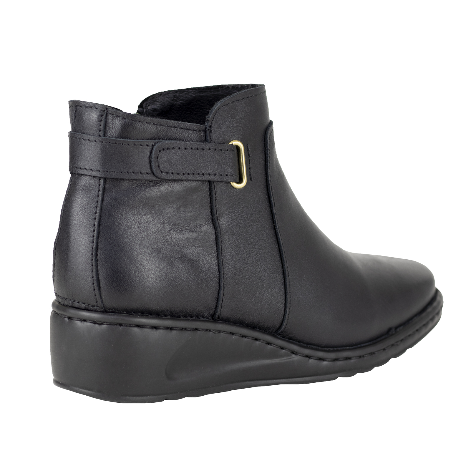 Botin Negro Mujer Lobo Solo Casual Cierre Lateral 4842 Piel.