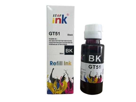 KIT de 4 Tintas HP GT51-GT52 Compatibles 90ml C/U Negro / Magenta / Cyan / Aamarilla Star Ink CALIDAD PREMIUM
