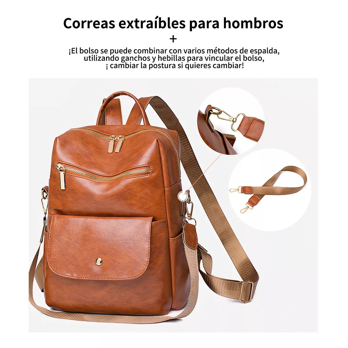 Mochilas Para Mujer Casual Marron .