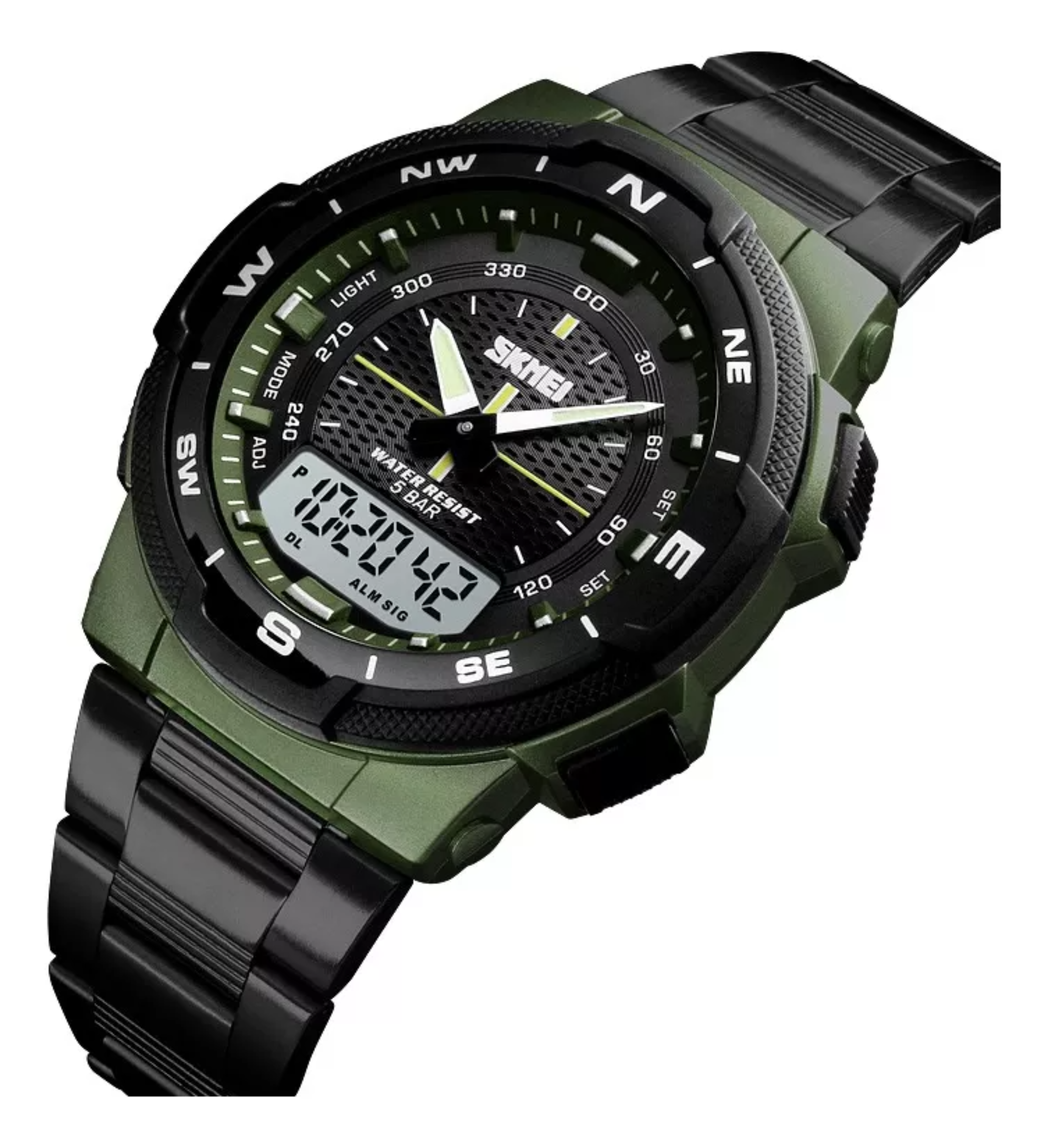 Reloj de pulsera Skmei 1370 de cuerpo color dorado, analógico-digital, para hombre