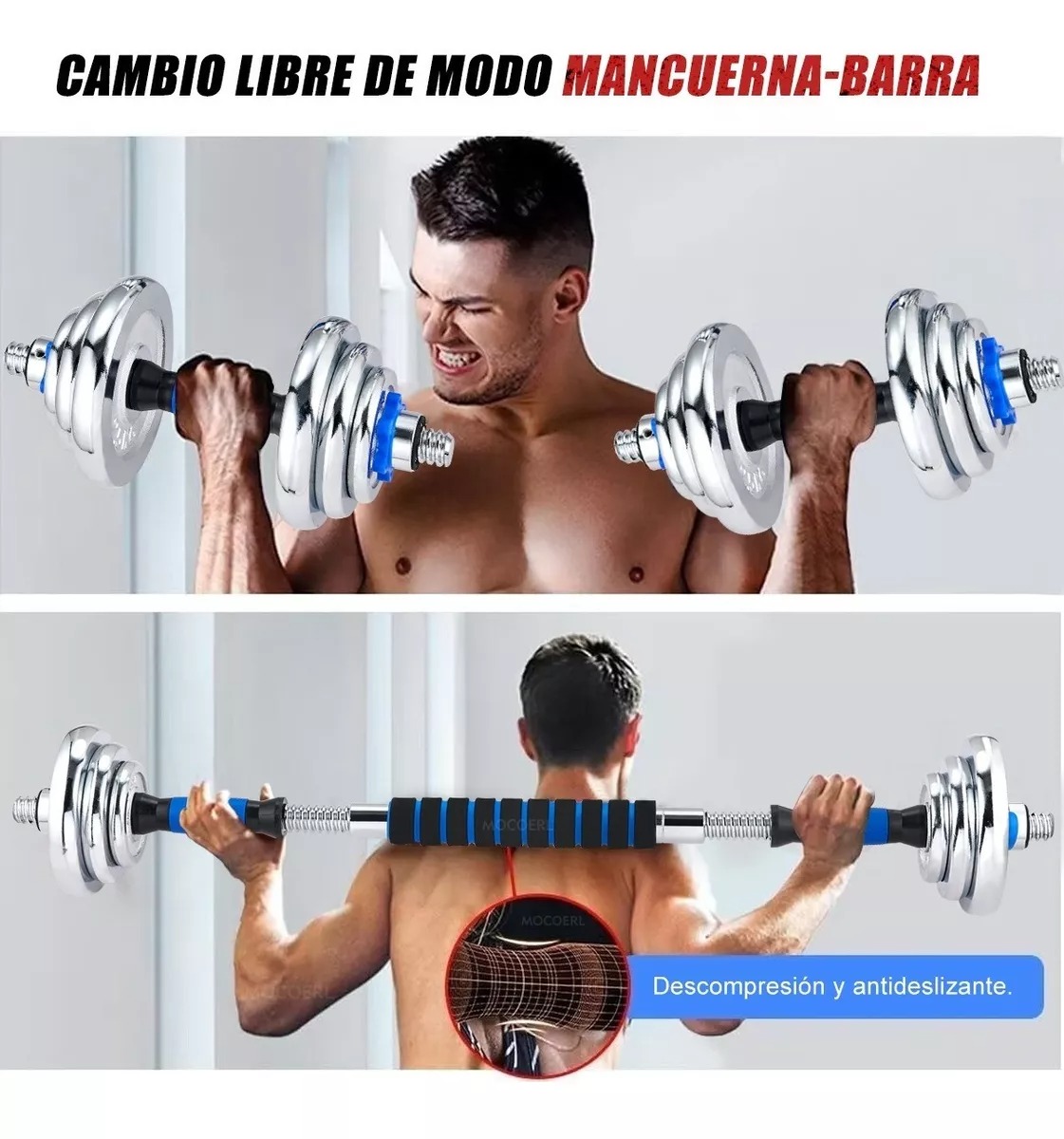 Kit De Mancuernas, Barra Con Pesas Para Gimnasio De 20 Kg