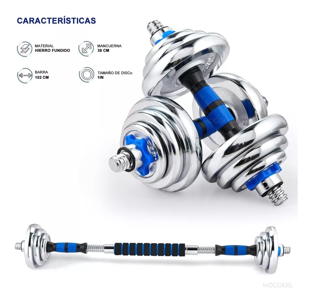 Kit De Mancuernas, Barra Con Pesas Para Gimnasio De 20 Kg