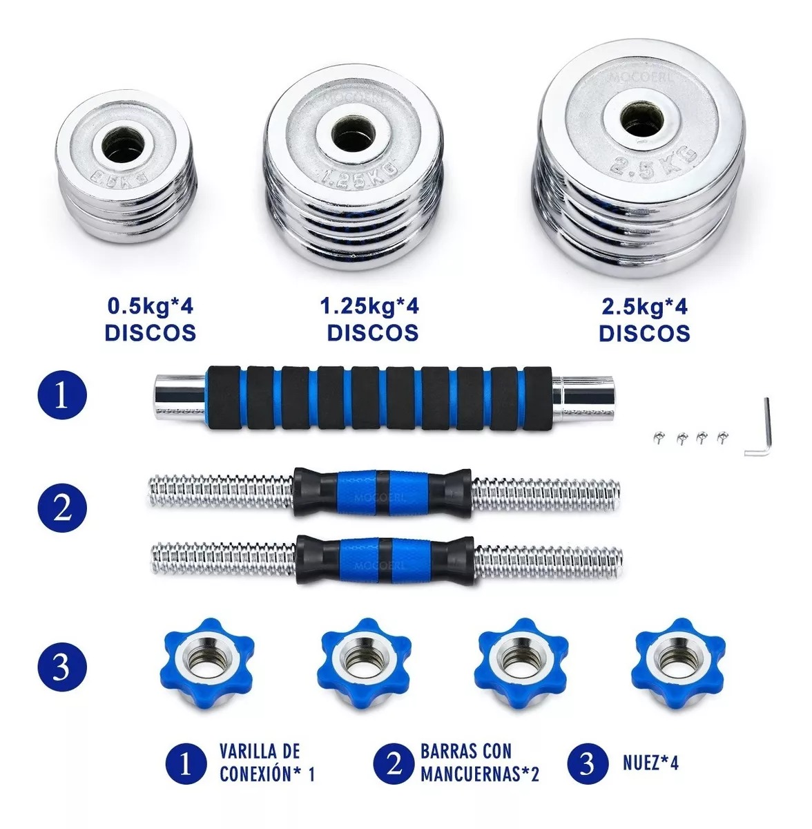 Kit De Mancuernas, Barra Con Pesas Para Gimnasio De 20 Kg