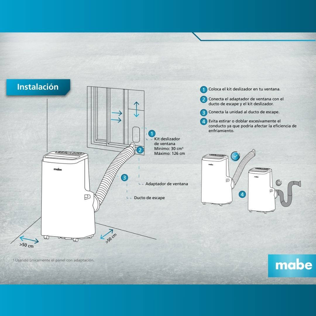 Aire Acondicionado Portátil Mabe 12,000 BTUs  (110V, Frío y Calor)