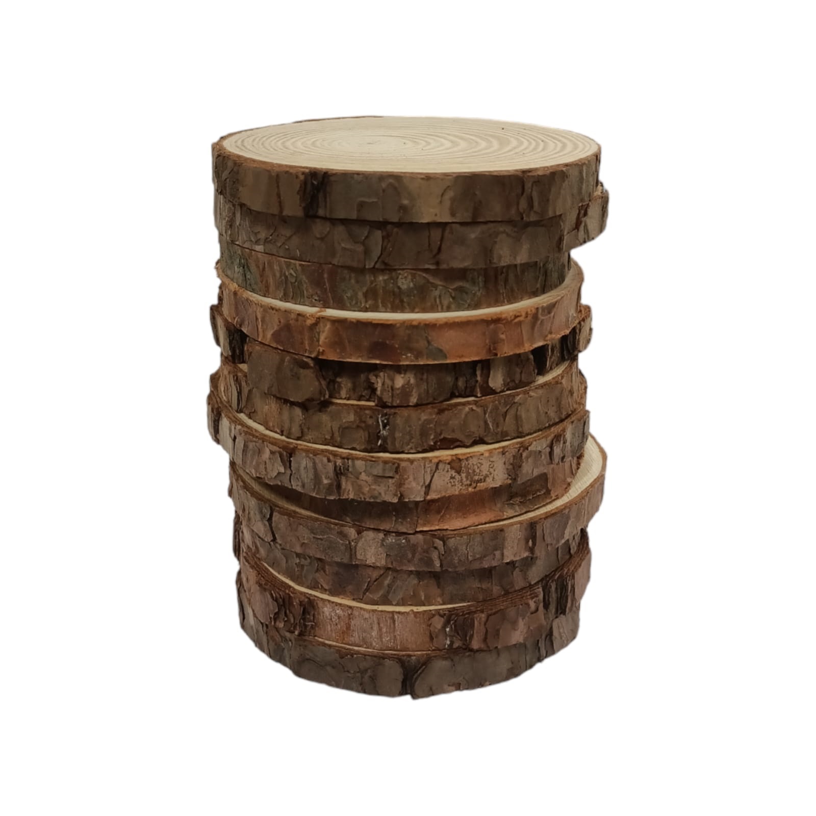 12 Rodajas De Madera Rústica Natural Portavelas Decoración
