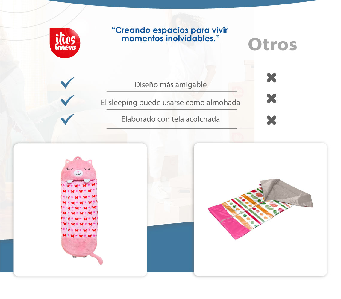 Ilios Innova Saco para Dormir Plegable y Almohada para niños 140 x 60 cm Divertido Saco de Dibujos Animados sensación Suave, Sleeping bag infantil. 
