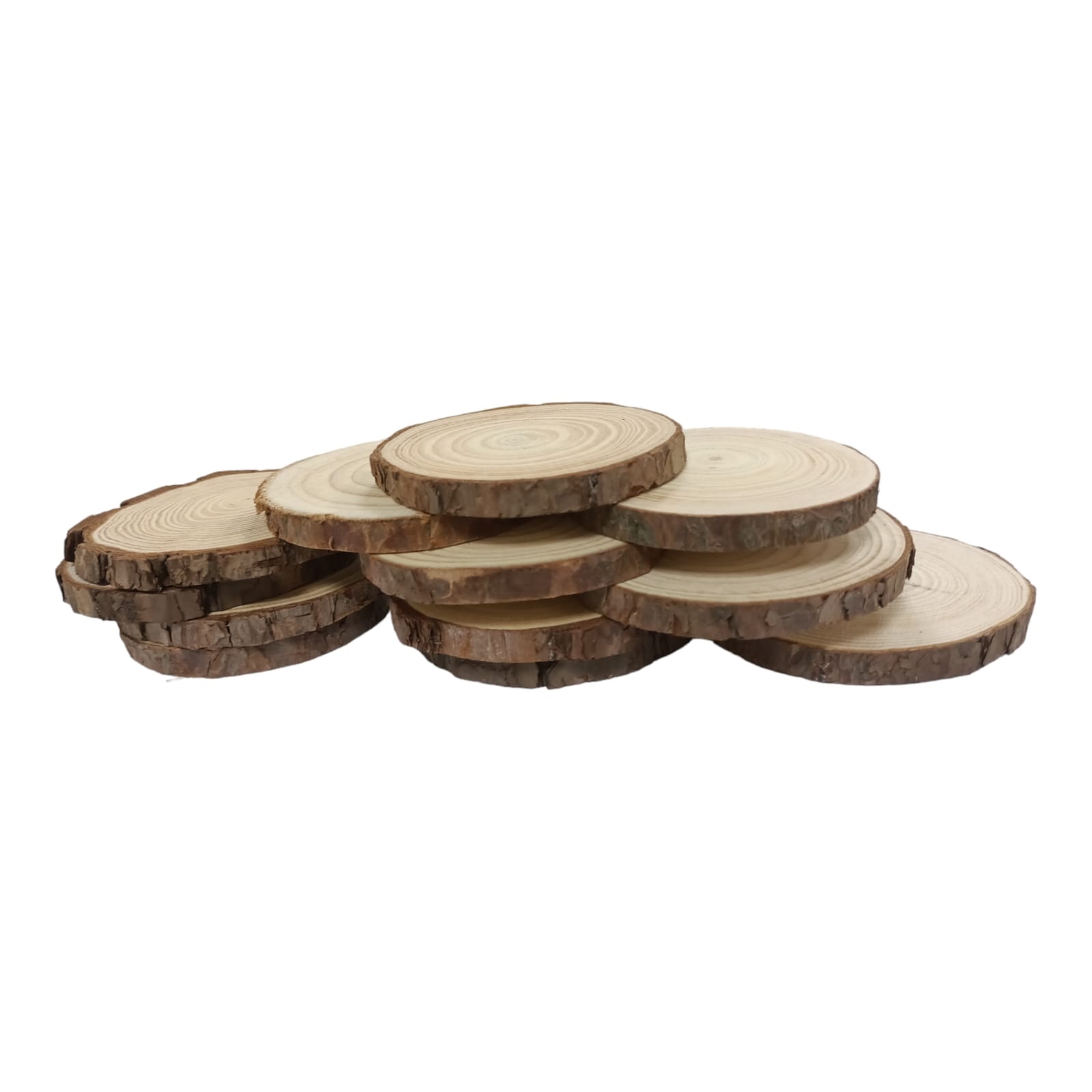 12 Rodajas De Madera Rústica Natural Portavelas Decoración